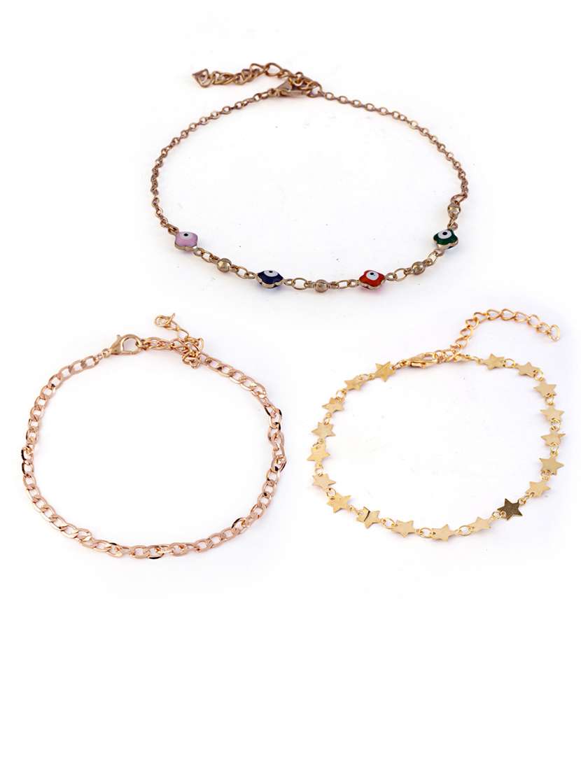 women gold plated anklet ( pack of 3) - 21713685 -  Standard Image - 1