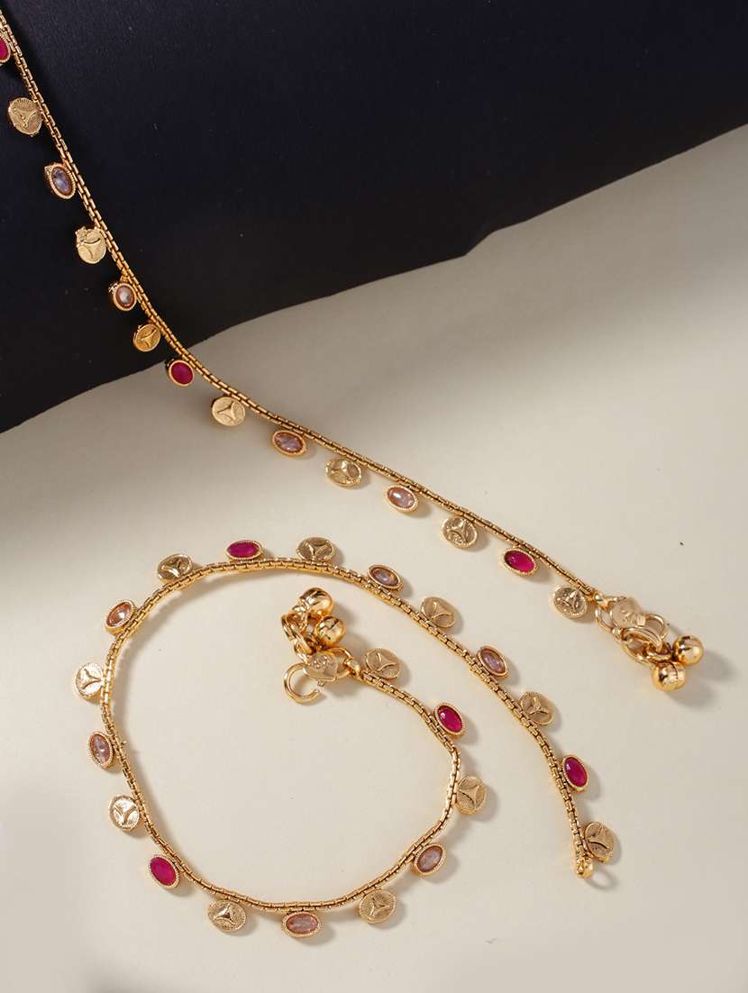 women gold plated anklet ( pack of 2)