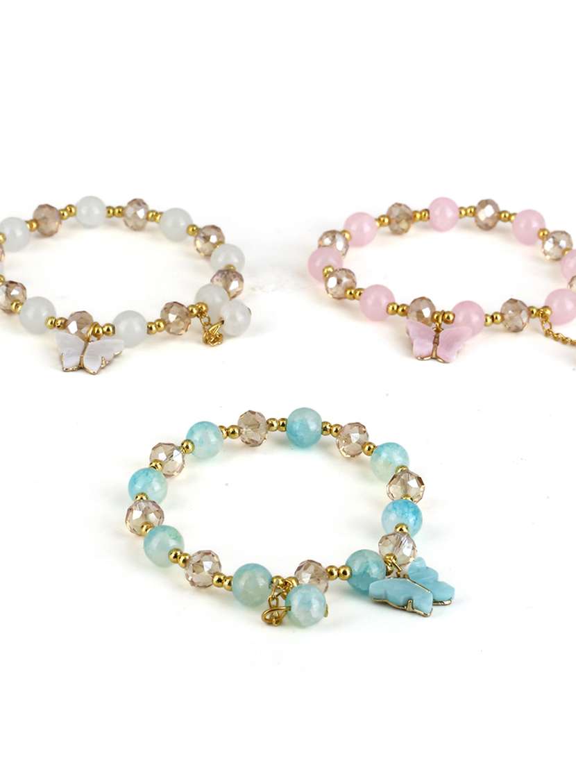 women's pack of 3 beaded bracelet with butterfly charm - 21713710 -  Standard Image - 1