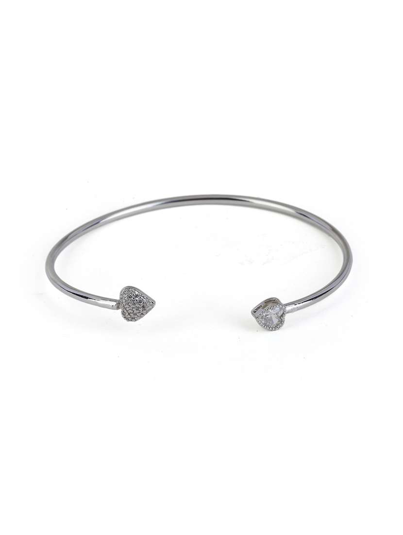 silver toned heart detail bangle bracelet - 21713711 -  Standard Image - 1