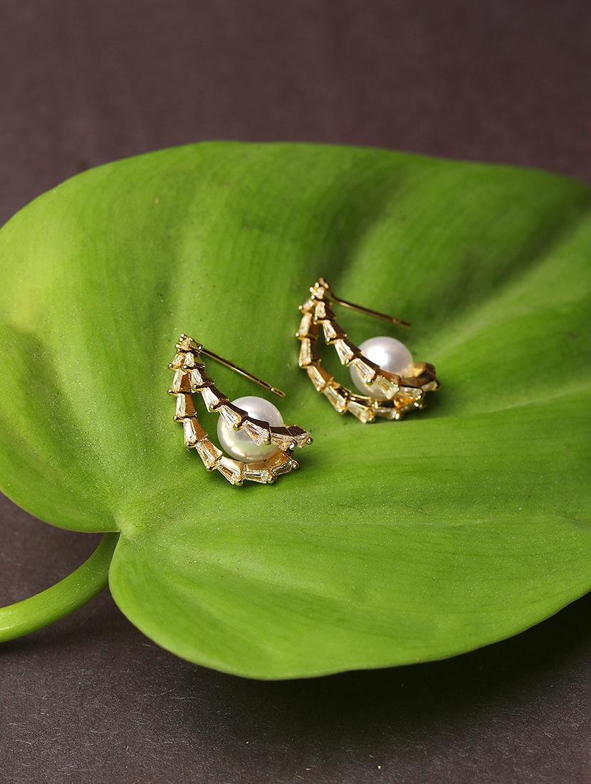 elegant pearl and stone studded earrings - 21713714 - Standard Image - 1