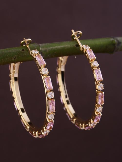 stone studded hoop earrings jewellery - 21713716 - Standard Image - 0