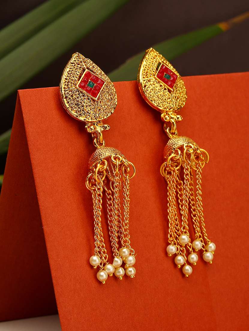 women gold plated drop earring 