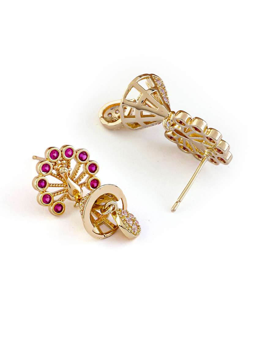 women golden peacock shaped jhumka earrings - 21713762 -  Standard Image - 1