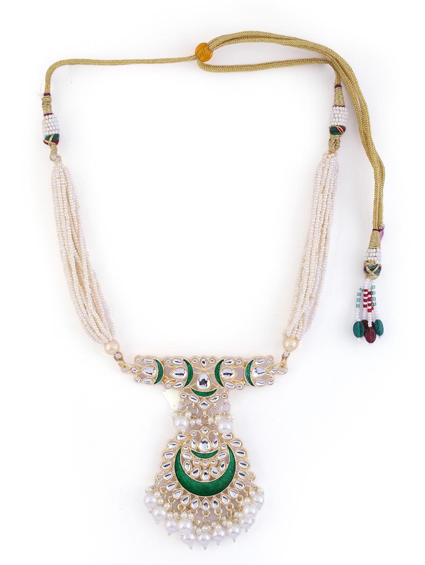 green kundan & pearls jewellery set - 21713808 - Standard Image - 1