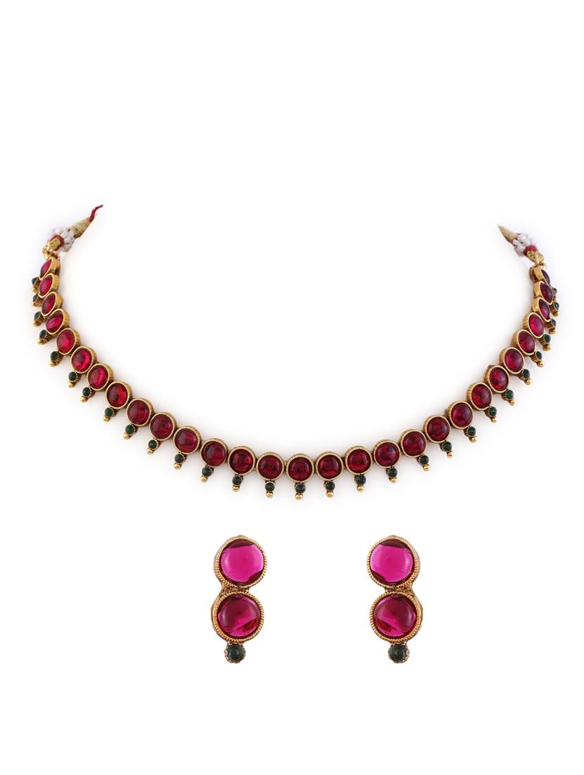 red and green stone jewellery set - 21713813 - Standard Image - 1