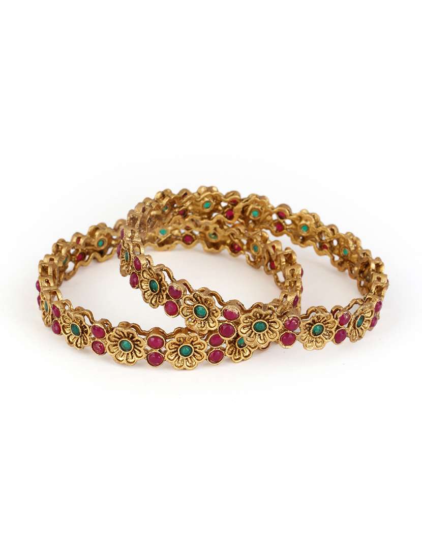 women alloy gold-plated bangle set  (pack of 2)