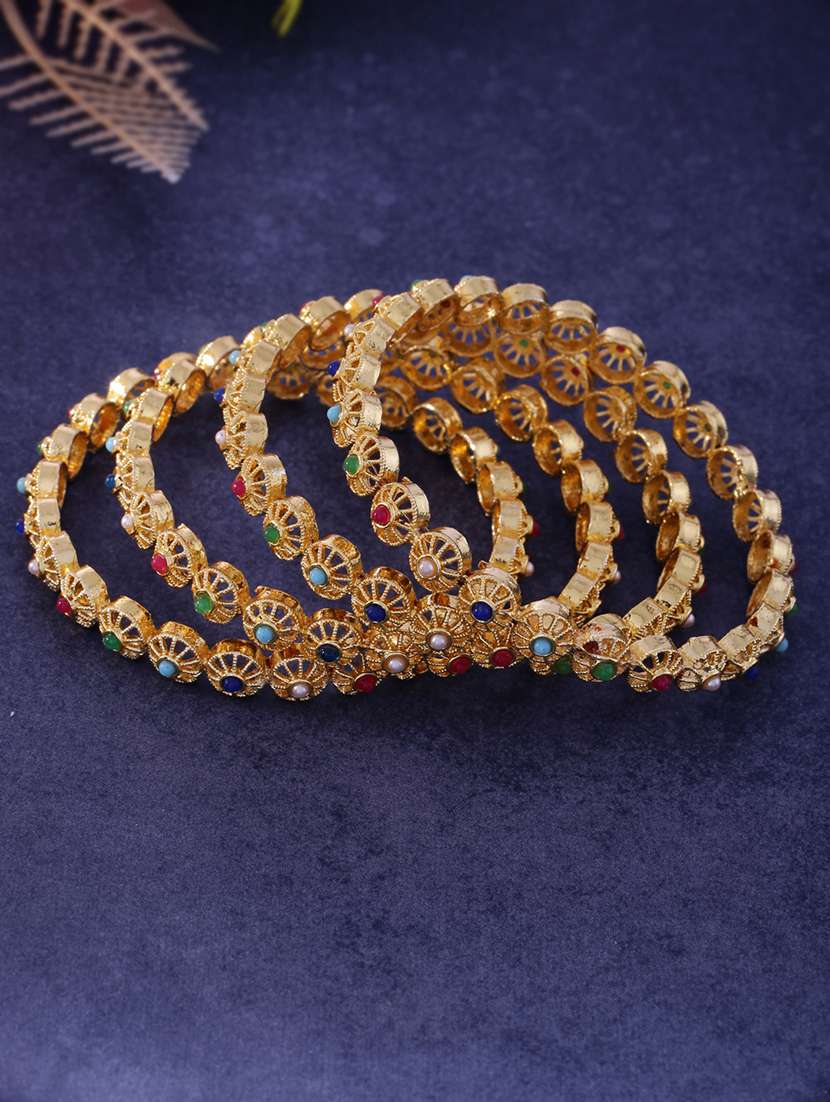 women pack of 4 gold plated bangle - 21713834 -  Standard Image - 1