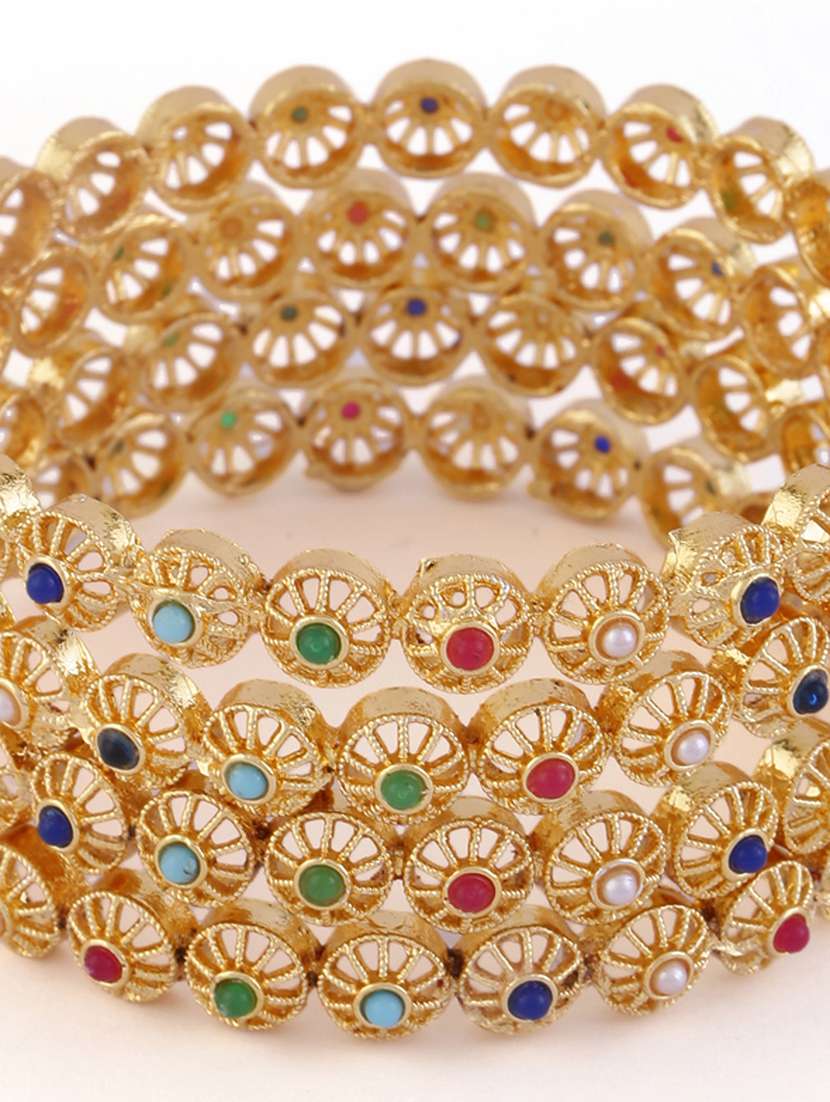 women pack of 4 gold plated bangle - 21713834 -  Standard Image - 4