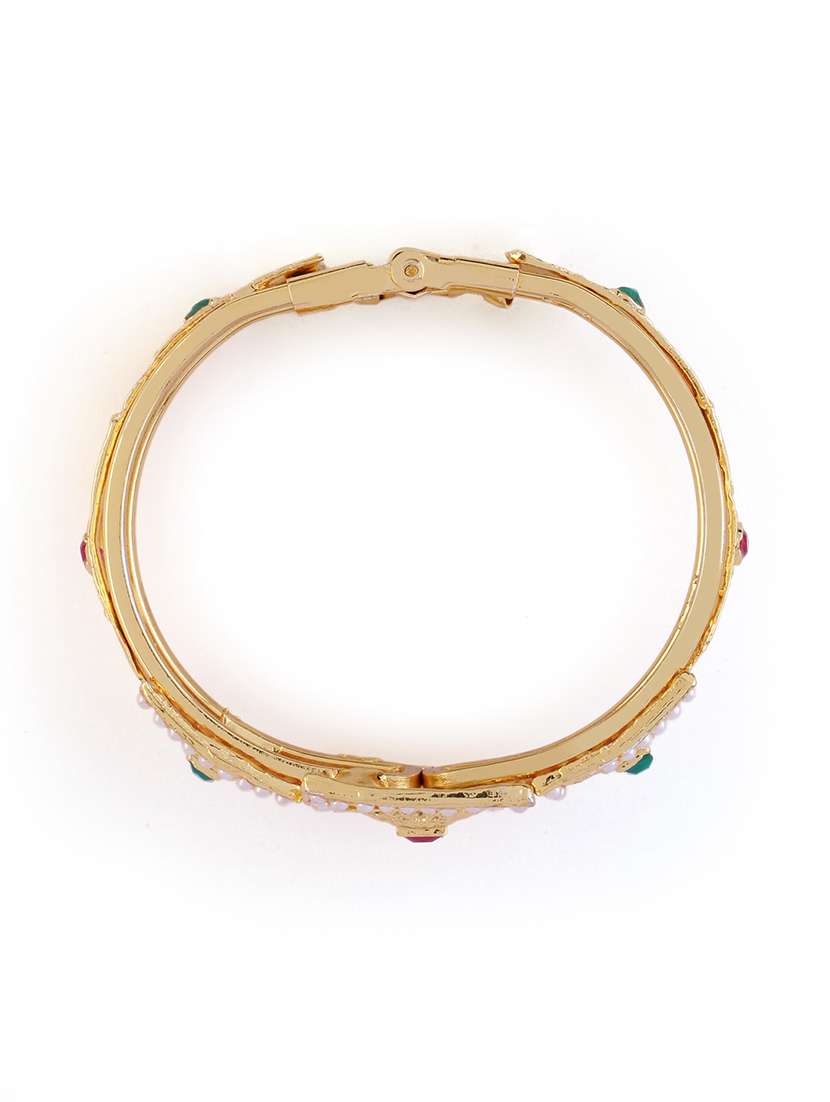ethnic gold-plated pearl studded bangle  - 21713836 -  Standard Image - 4