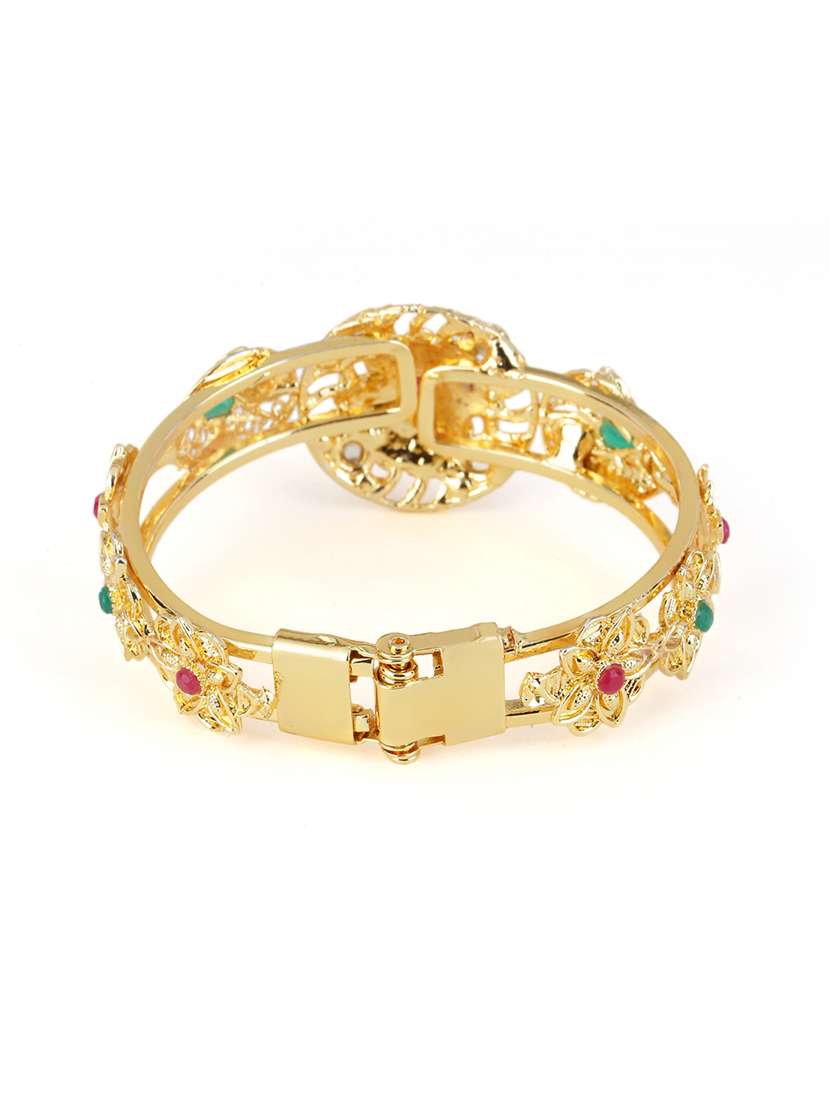 gold plated multicolor stone studded bangle - 21713837 -  Standard Image - 1