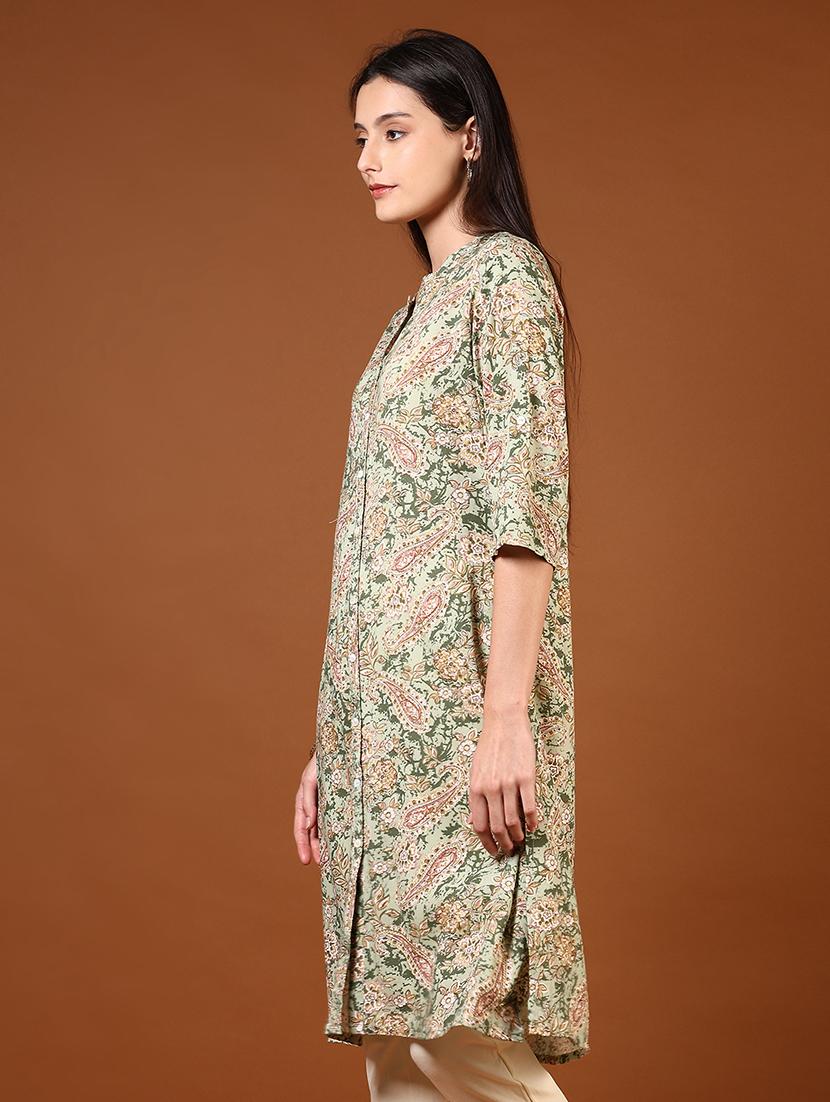 women three quarter sleeves straight kurta - 21713864 -  Standard Image - 1