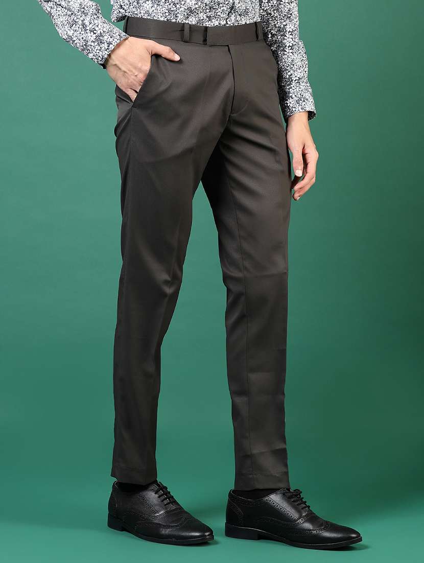 men solid mid rise flat front formal trouser - 21713884 -  Standard Image - 1