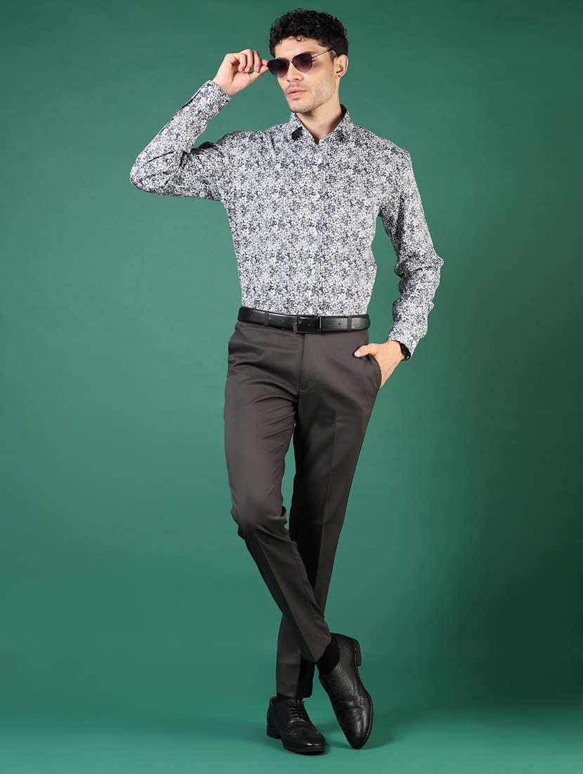 men solid mid rise flat front formal trouser - 21713884 -  Standard Image - 4