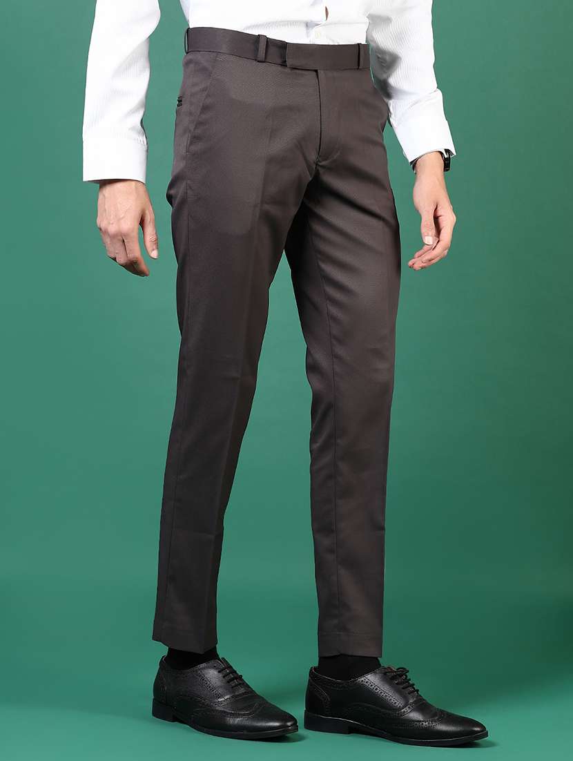 men solid mid rise flat front formal trouser - 21713885 -  Standard Image - 1