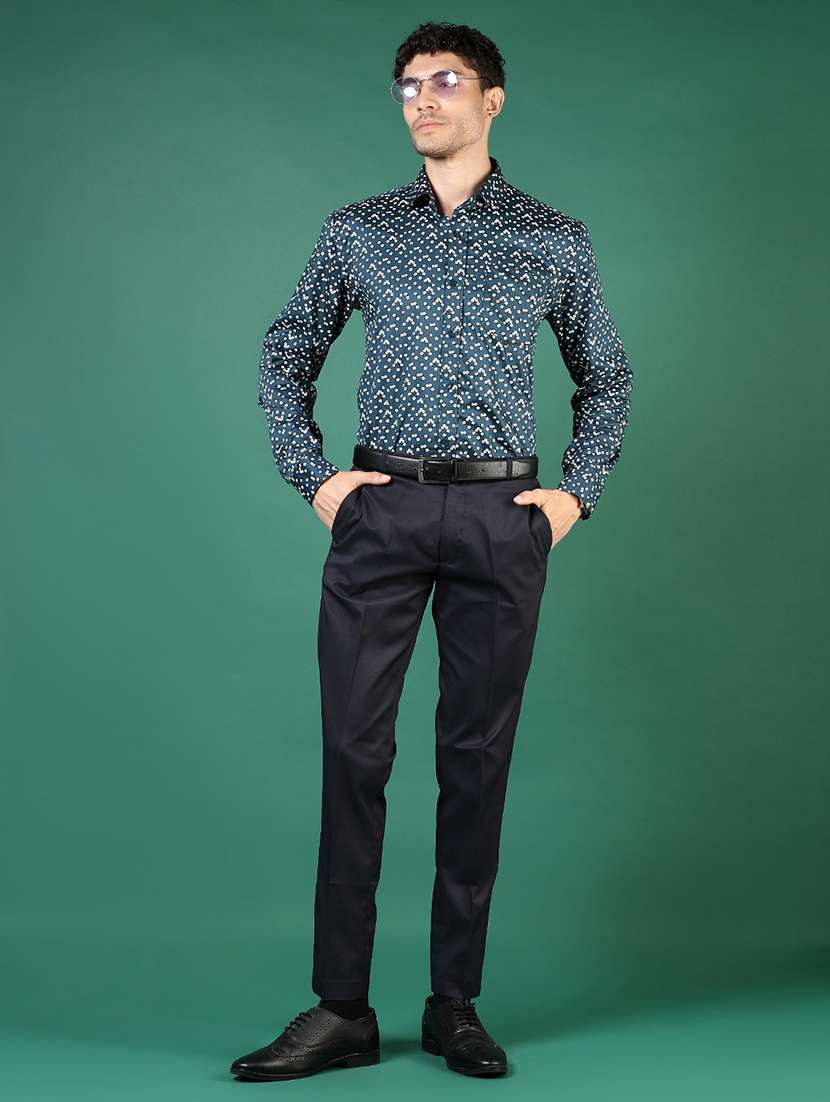 men solid mid rise flat front formal trouser - 21713886 - Standard Image - 4