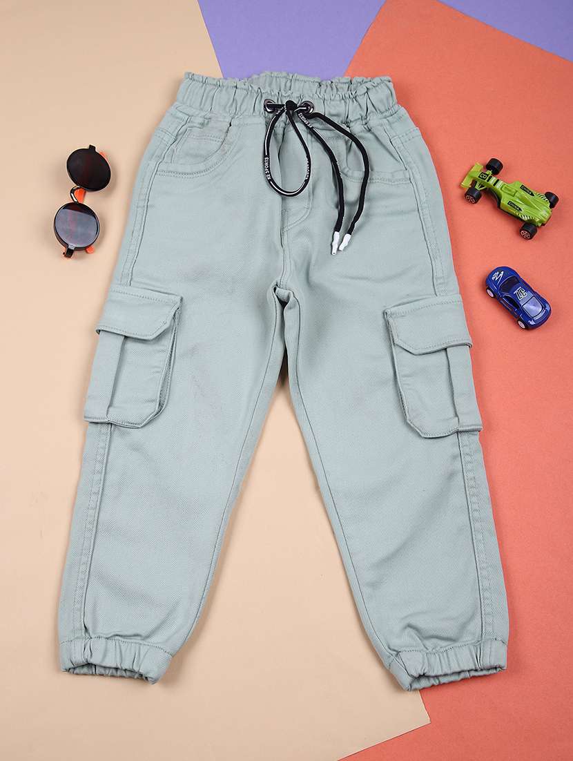 boys solid mid rise cargo