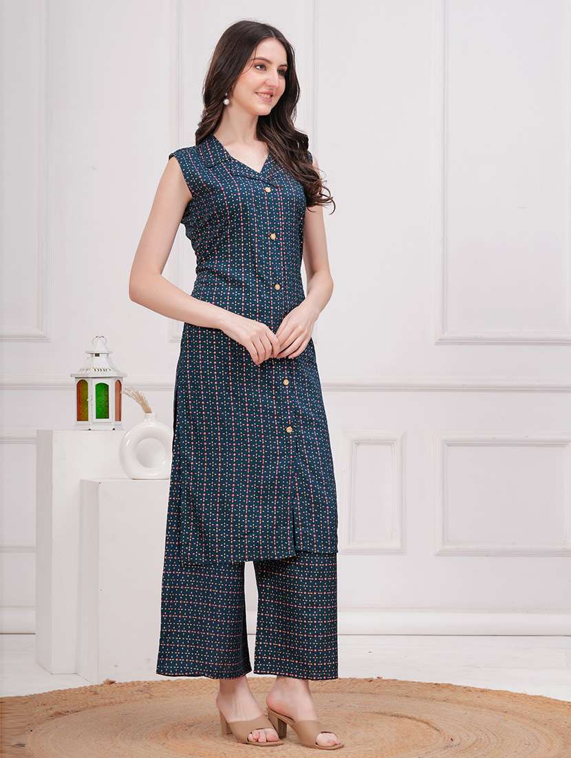 women printed sleeveless kurta palazzo set - 21714168 -  Standard Image - 1