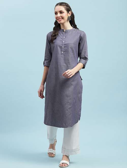 women printed three quarter sleeve straight kurta - 21714250 - Standard Image - 0