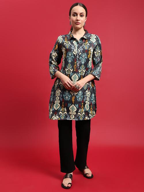 multi colored satin straight kurti - 21714262 - Standard Image - 0