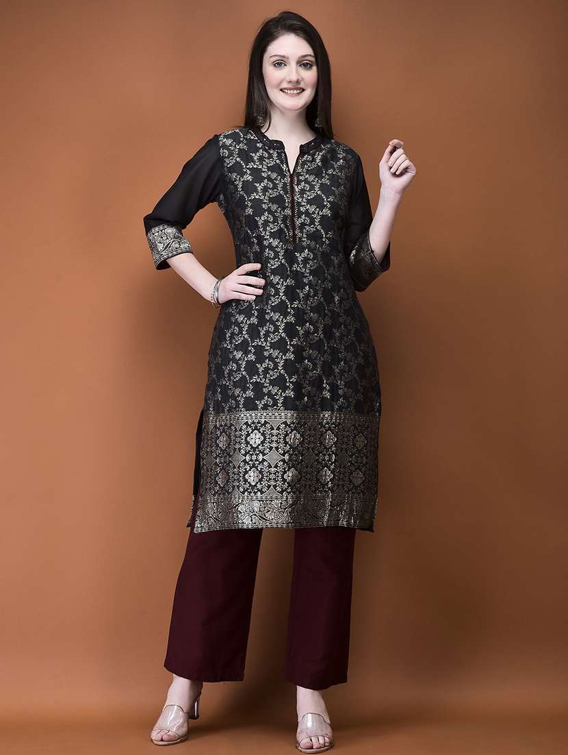 women self design mandarin neck kurta pant set - 21714267 -  Standard Image - 1