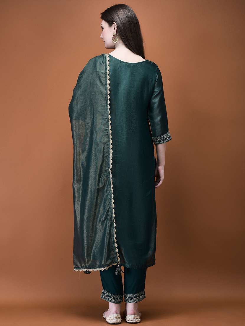 women three quarter sleeve kurta pant with dupatta set - 21714269 -  Standard Image - 4