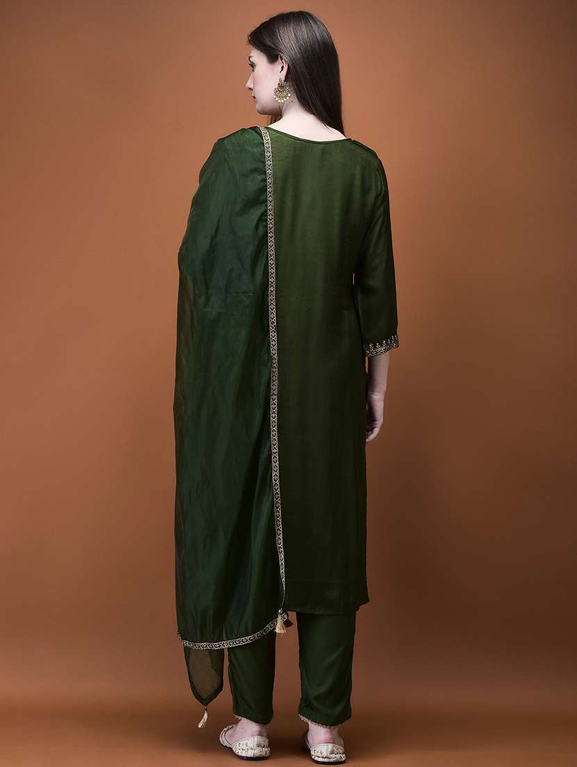 women three quarter sleeve kurta pant with dupatta set - 21714270 -  Standard Image - 4