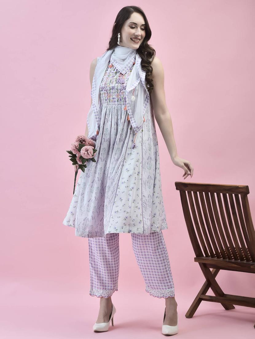 women white sleeveless kurta pant with dupatta set - 21714271 - Standard Image - 1