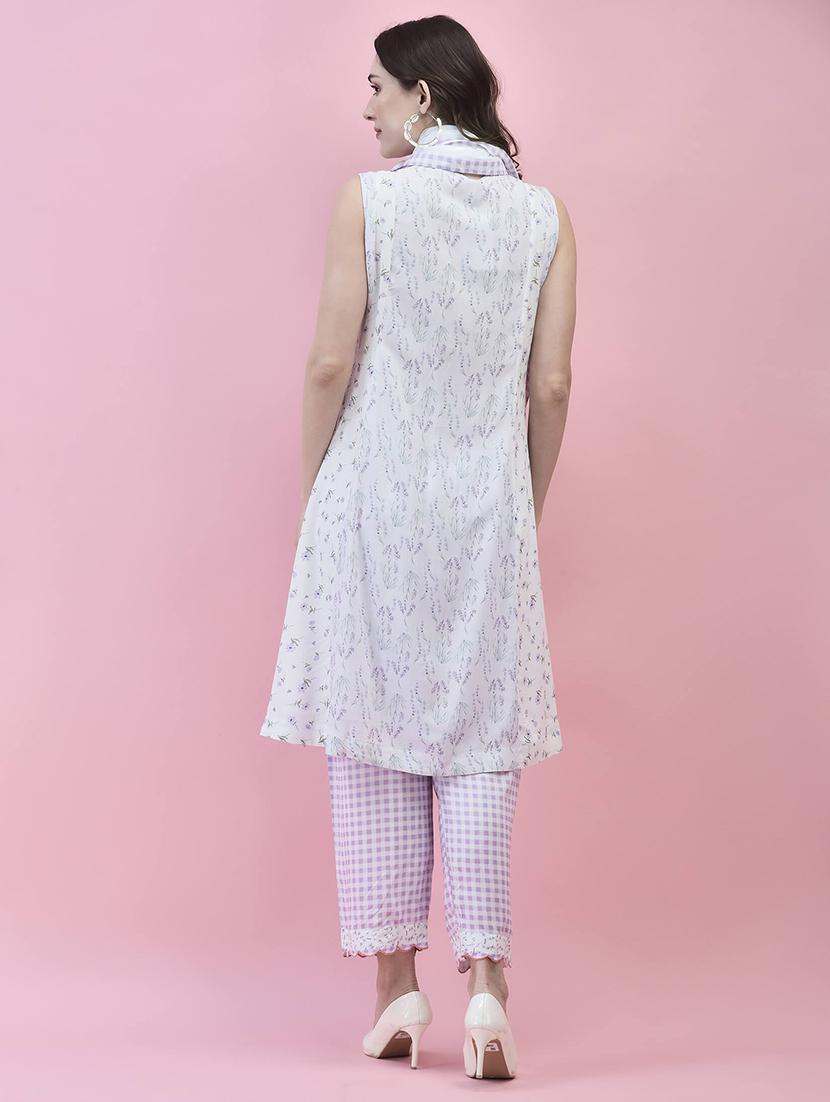 women white sleeveless kurta pant with dupatta set - 21714271 - Standard Image - 4