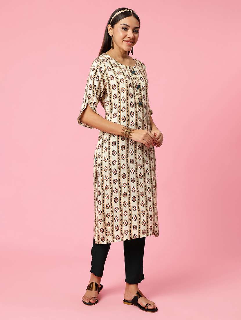 women three quarter sleeve kurta pant with dupatta set - 21714279 -  Standard Image - 1