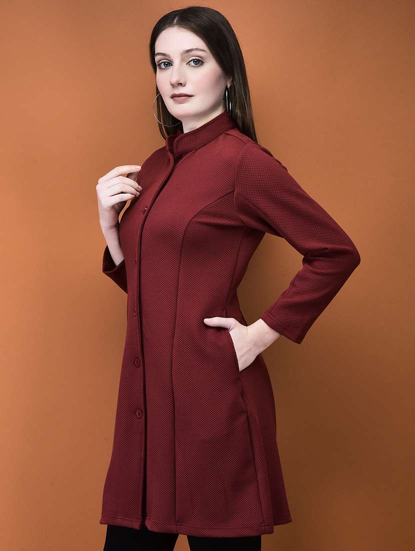 women solid long sleeve tunic - 21714320 -  Standard Image - 1