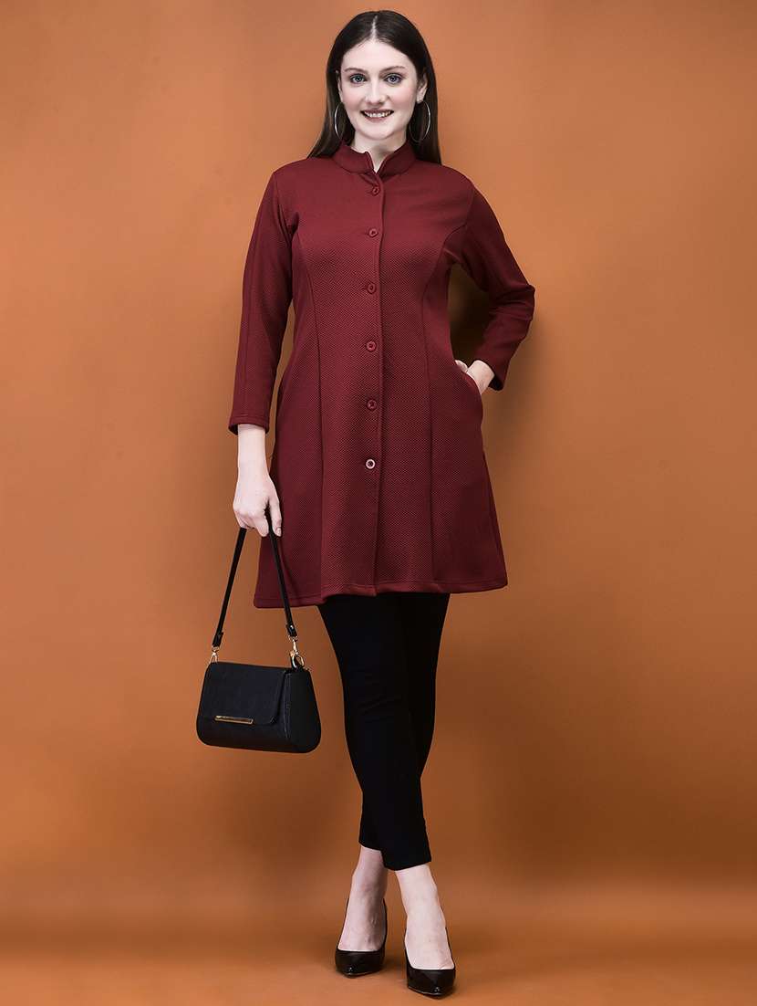 women solid long sleeve tunic - 21714320 -  Standard Image - 4