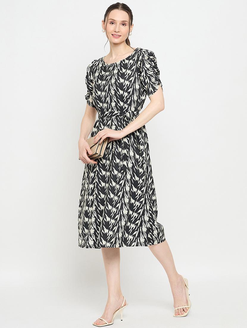 women printed puff sleeves a-line dress - 21715125 -  Zoom Image - 0