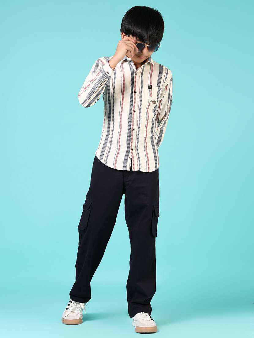 boys navy blue solid cargo - 21715167 -  Standard Image - 4