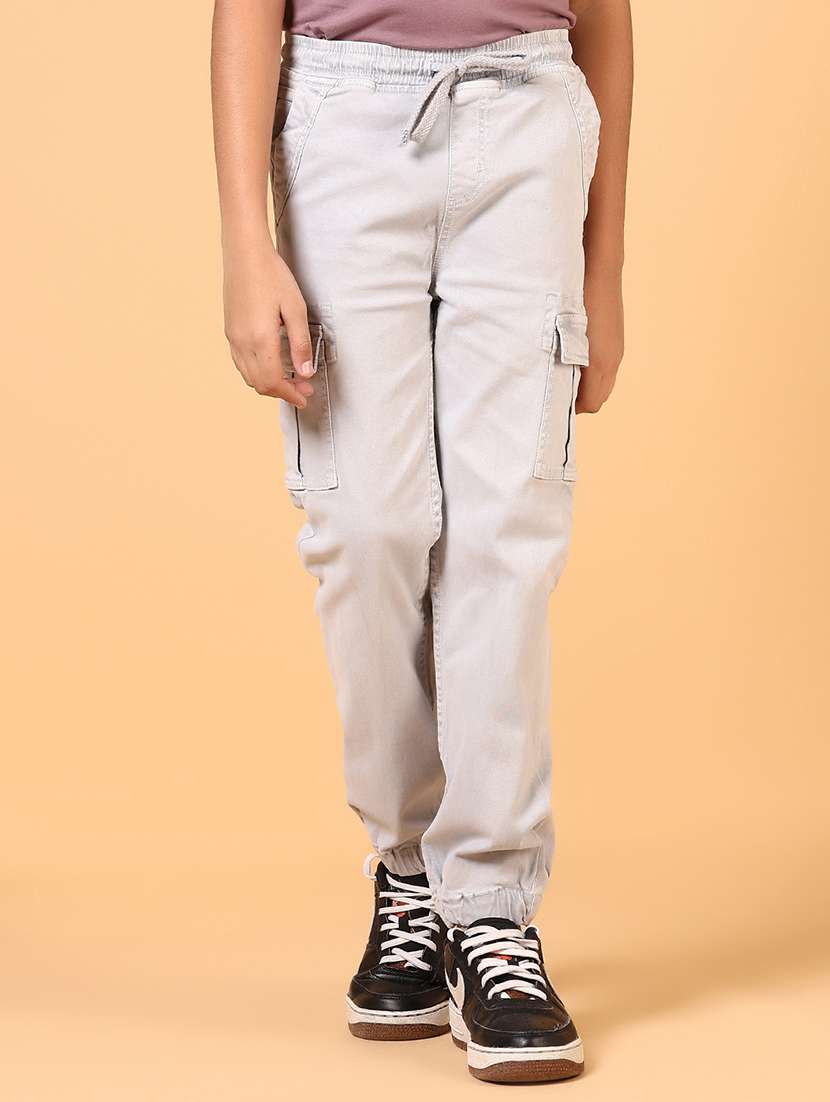 boys grey solid cargo