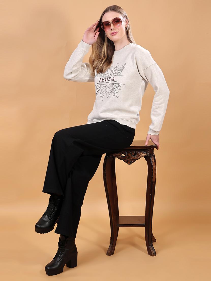 women front print long sleeves sweatshirt - 21715235 - Standard Image - 4