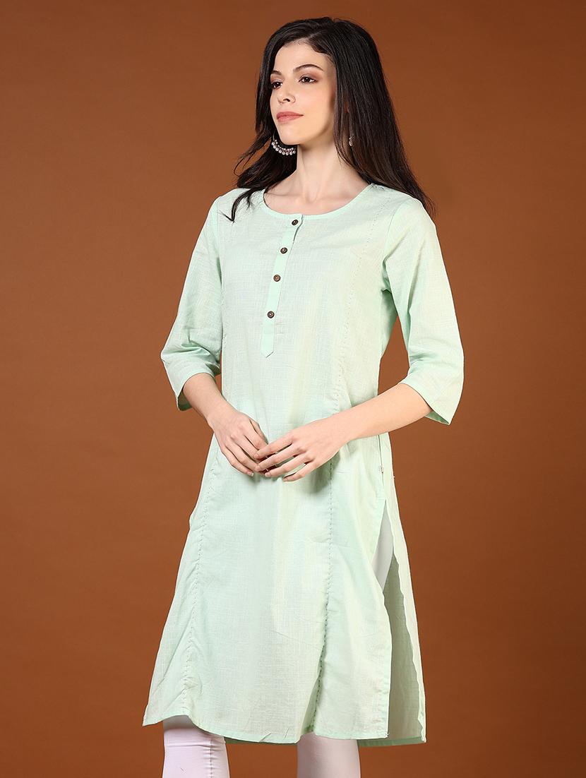 women three quarter sleeve straight kurta - 21715372 - Standard Image - 1