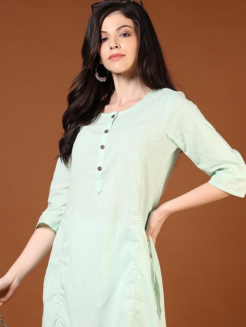 women three quarter sleeve straight kurta - 21715372 - Standard Image - 4