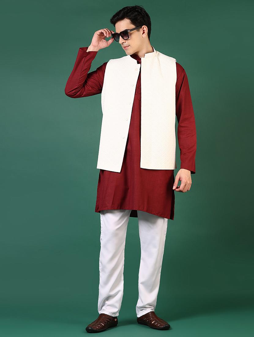 men mandarin neck regular fit nehru jacket - 21715384 - Standard Image - 4