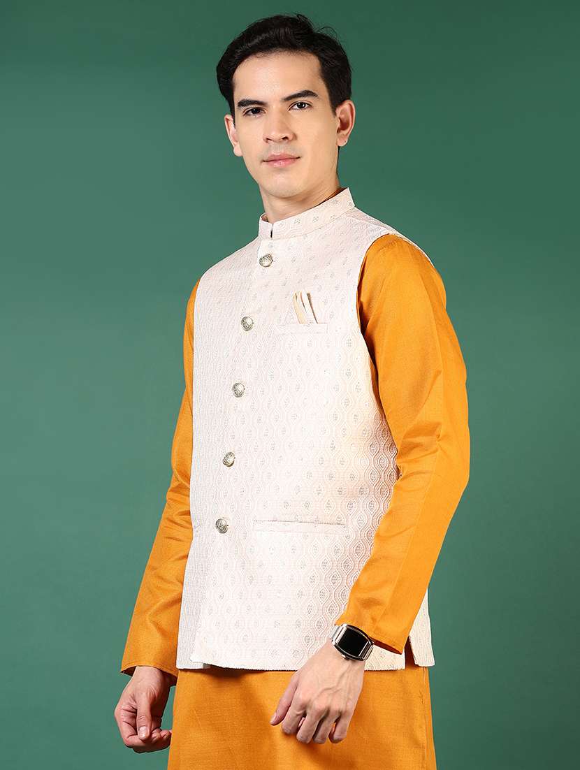 men mandarin neck regular fit nehru jacket - 21715385 -  Standard Image - 1