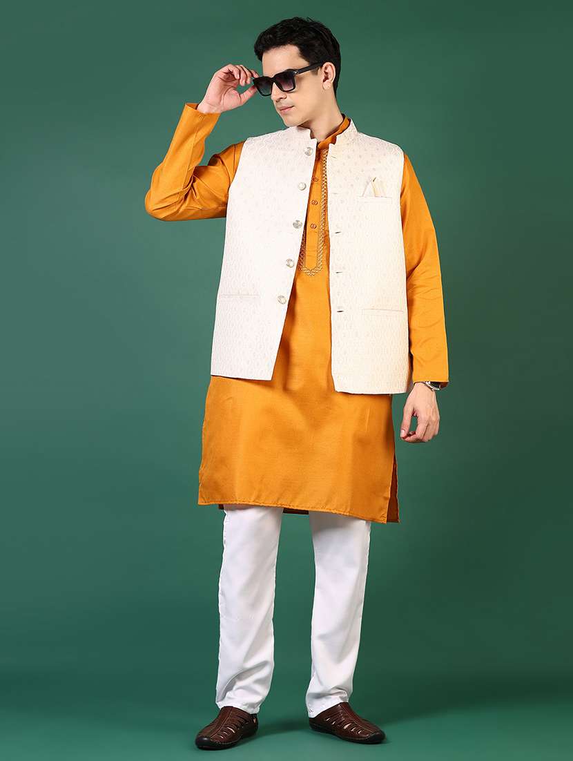 men mandarin neck regular fit nehru jacket - 21715385 -  Standard Image - 4