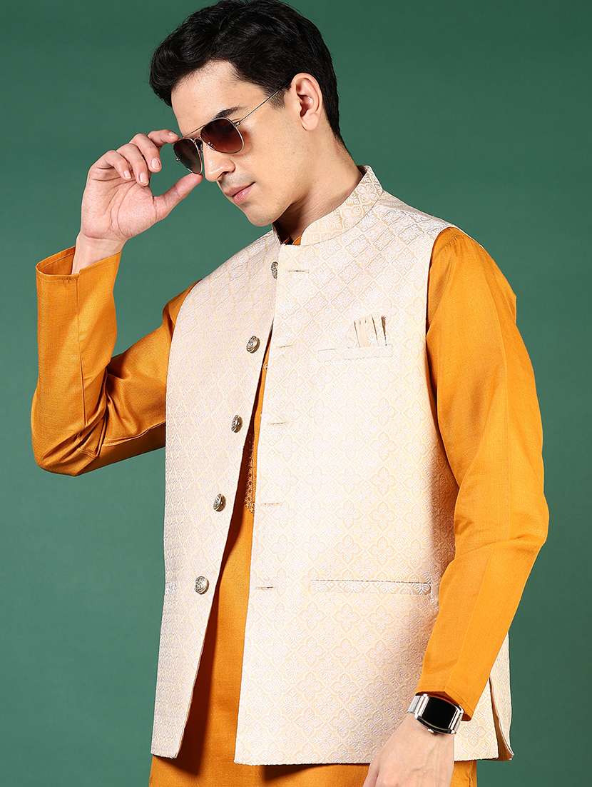 men mandarin neck regular fit nehru jacket - 21715386 -  Standard Image - 1