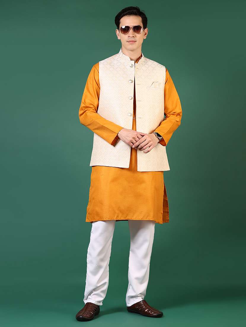 men mandarin neck regular fit nehru jacket - 21715386 -  Standard Image - 4