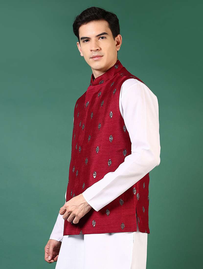 men mandarin neck regular fit nehru jacket - 21715388 -  Standard Image - 1
