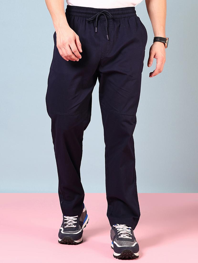 men navy blue solid full length track pant - 21715394 - Zoom Image - 0