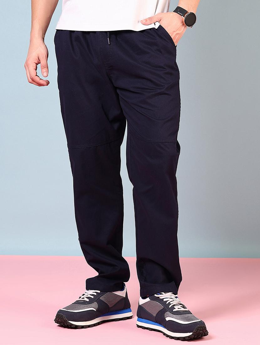 men navy blue solid full length track pant - 21715394 -  Standard Image - 1