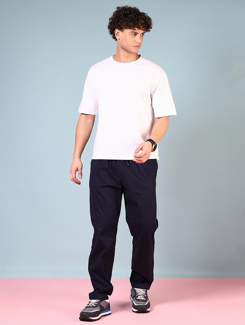 men navy blue solid full length track pant - 21715394 - Standard Image - 4