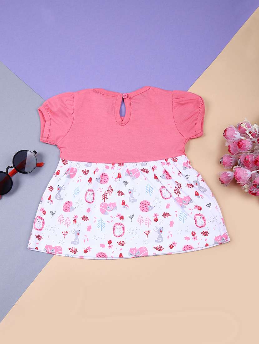 girls round neck printed frock - 21715396 - Standard Image - 1