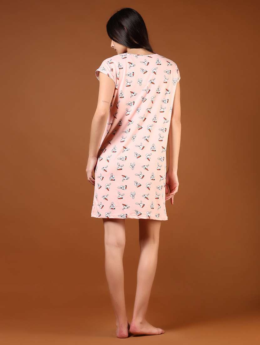 women printed short sleeve sleepshirt - 21715430 - Standard Image - 4