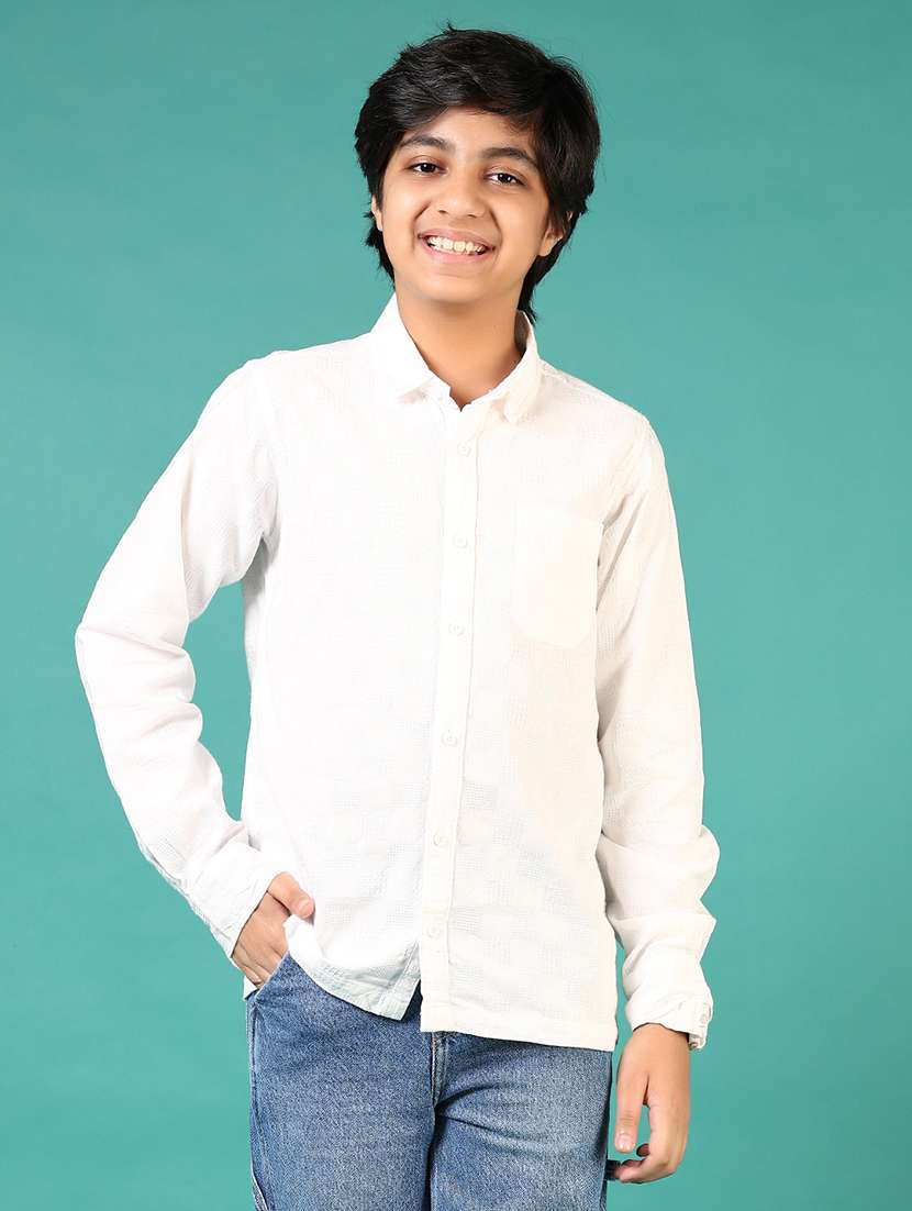 boys solid collared long sleeve shirt - 21715488 -  Standard Image - 1